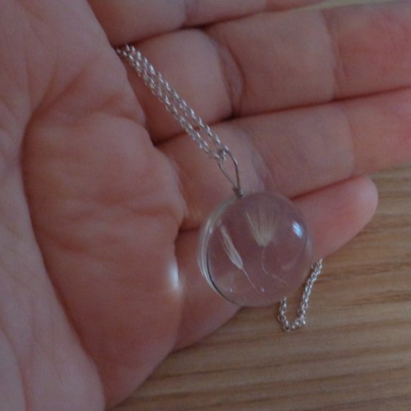 Transparent Glass Globe Real Dandelion Necklace - Picture 3 of 7